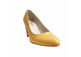 Pantofi eleganti dama, galbeni, din piele naturala box, toc 6 cm - NA87G4